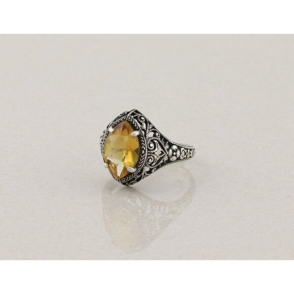 Sterling Silver Natural Citrine Ring Size 9 - Picture 5 of 8